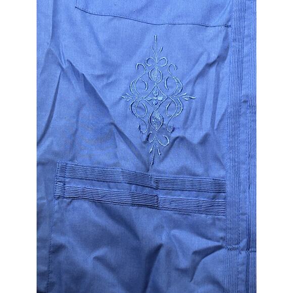 Guayaberas Abdala Dress Shirt Mens 38 (Large) Blue Short Sleeve Embroidered - Picture 7 of 9
